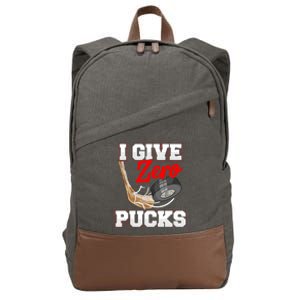 Funny I Give Zero Pucks Ice Hockey Players Sarcastic Pun Gift Cotton Canvas Backpack