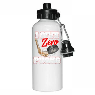 Funny I Give Zero Pucks Ice Hockey Players Sarcastic Pun Gift Aluminum Water Bottle