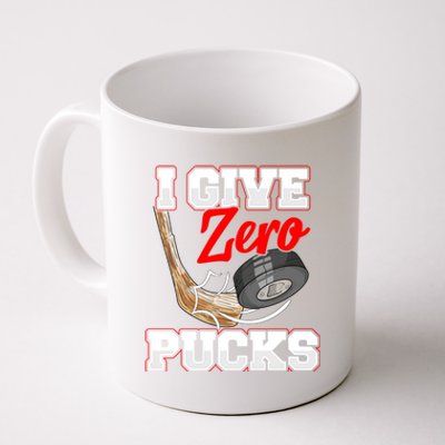 Funny I Give Zero Pucks Ice Hockey Players Sarcastic Pun Gift Coffee Mug