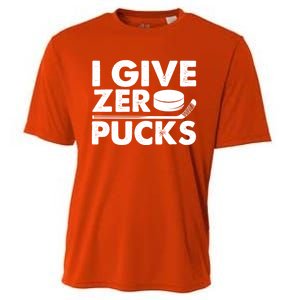 Funny I Give Zero Pucks Ice Hockey Players Sarcastic Pun Meaningful Gift Cooling Performance Crew T-Shirt