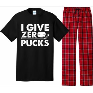 Funny I Give Zero Pucks Ice Hockey Players Sarcastic Pun Meaningful Gift Pajama Set