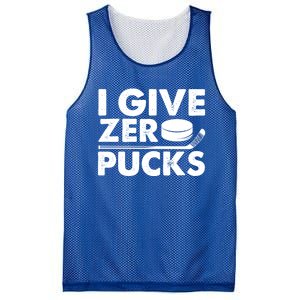 Funny I Give Zero Pucks Ice Hockey Players Sarcastic Pun Meaningful Gift Mesh Reversible Basketball Jersey Tank