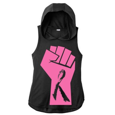 Fight Against Breast Cancer Fist Ladies PosiCharge Tri-Blend Wicking Draft Hoodie Tank