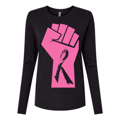 Fight Against Breast Cancer Fist Womens Cotton Relaxed Long Sleeve T-Shirt