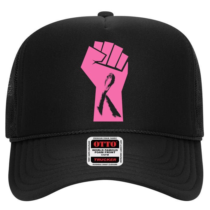 Fight Against Breast Cancer Fist High Crown Mesh Back Trucker Hat