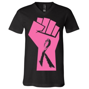 Fight Against Breast Cancer Fist V-Neck T-Shirt