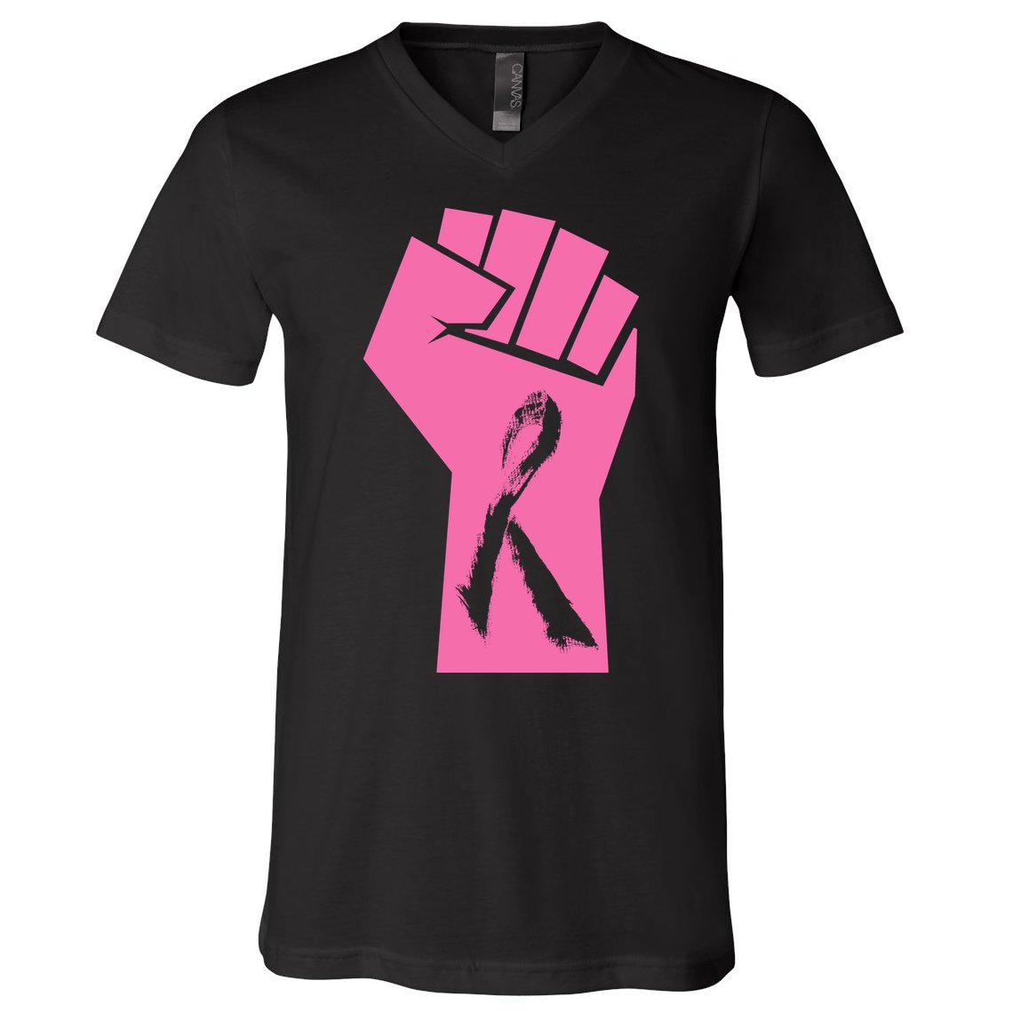 Fight Against Breast Cancer Fist V-Neck T-Shirt