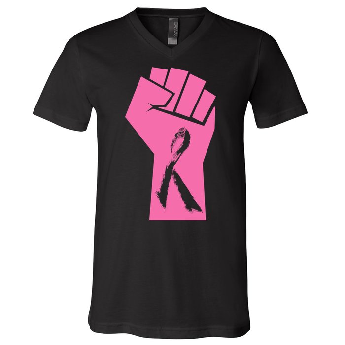 Fight Against Breast Cancer Fist V-Neck T-Shirt