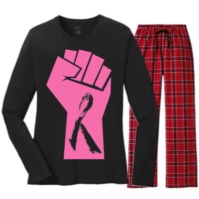 Fight Against Breast Cancer Fist Women's Long Sleeve Flannel Pajama Set 