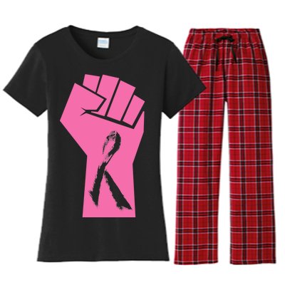 Fight Against Breast Cancer Fist Women's Flannel Pajama Set