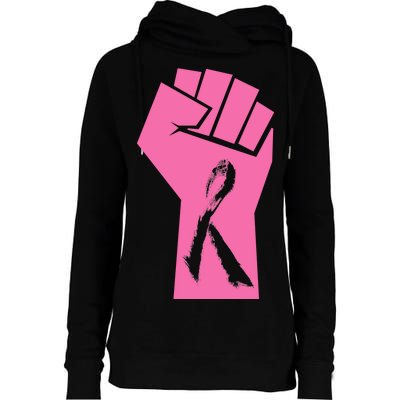 Fight Against Breast Cancer Fist Womens Funnel Neck Pullover Hood