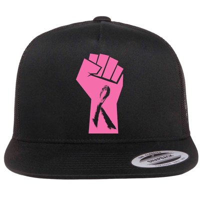 Fight Against Breast Cancer Fist Flat Bill Trucker Hat