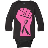 Fight Against Breast Cancer Fist Baby Long Sleeve Bodysuit