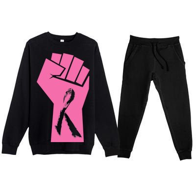 Fight Against Breast Cancer Fist Premium Crewneck Sweatsuit Set