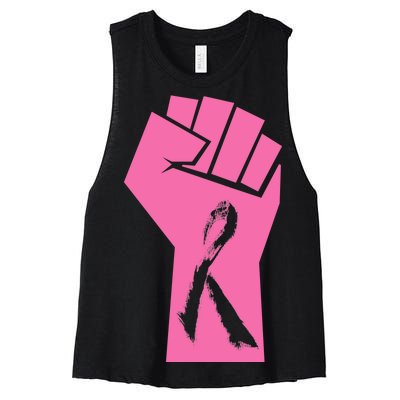 Fight Against Breast Cancer Fist Women's Racerback Cropped Tank