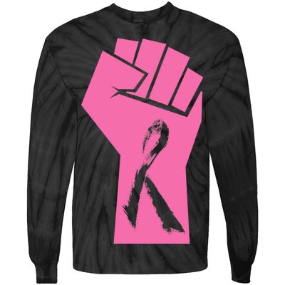 Fight Against Breast Cancer Fist Tie-Dye Long Sleeve Shirt