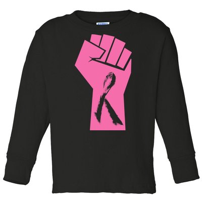 Fight Against Breast Cancer Fist Toddler Long Sleeve Shirt