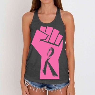 Fight Against Breast Cancer Fist Women's Knotted Racerback Tank