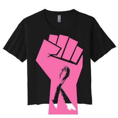 Fight Against Breast Cancer Fist Women's Crop Top Tee