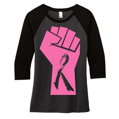 Fight Against Breast Cancer Fist Women's Tri-Blend 3/4-Sleeve Raglan Shirt