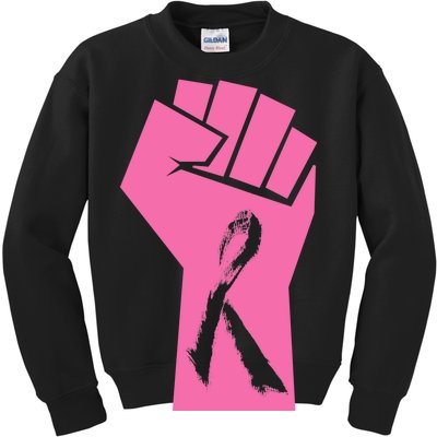 Fight Against Breast Cancer Fist Kids Sweatshirt