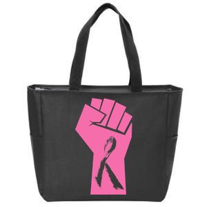 Fight Against Breast Cancer Fist Zip Tote Bag