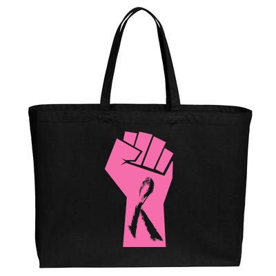 Fight Against Breast Cancer Fist Cotton Canvas Jumbo Tote