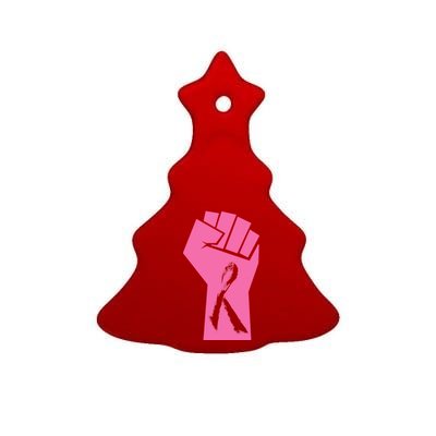 Fight Against Breast Cancer Fist Ceramic Tree Ornament