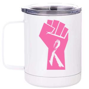 Fight Against Breast Cancer Fist 12 oz Stainless Steel Tumbler Cup