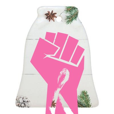 Fight Against Breast Cancer Fist Ceramic Bell Ornament