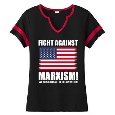 Fight Against Marxism Ladies Halftime Notch Neck Tee