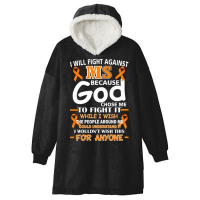 Fight Against MS Awareness Multiple Sclerosis Quote Hooded Wearable Blanket