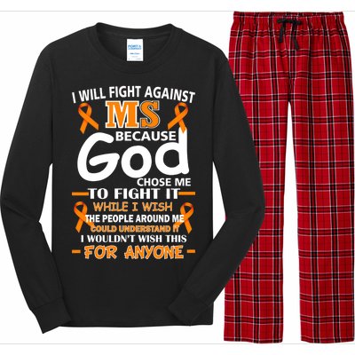 Fight Against MS Awareness Multiple Sclerosis Quote Long Sleeve Pajama Set