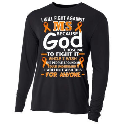 Fight Against MS Awareness Multiple Sclerosis Quote Cooling Performance Long Sleeve Crew