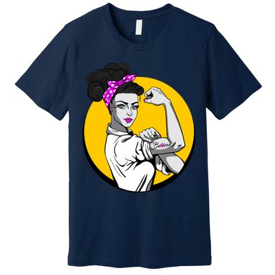 Fight Back Believe Breast Cancer Awareness Premium T-Shirt