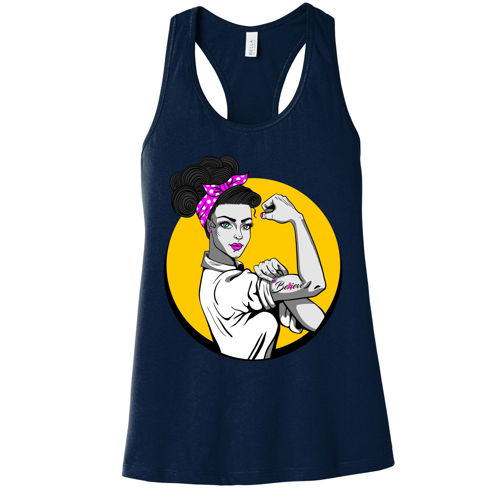 Fight Back Believe Breast Cancer Awareness Womens Tank Top
