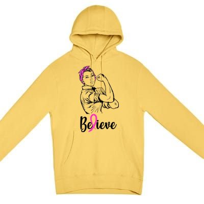 Fight Beast Cancer Awareness Believe  Premium Pullover Hoodie