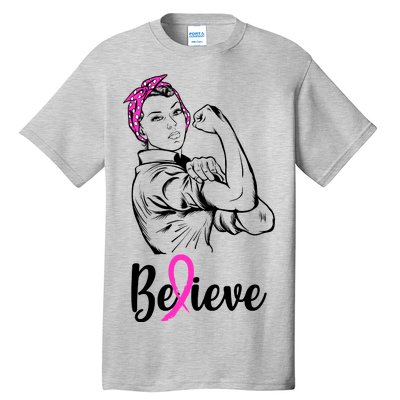 Fight Beast Cancer Awareness Believe  Tall T-Shirt