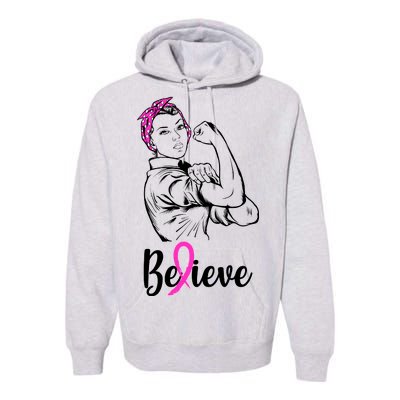 Fight Beast Cancer Awareness Believe  Premium Hoodie