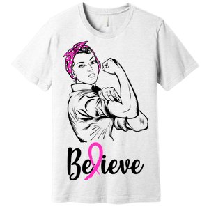 Fight Beast Cancer Awareness Believe  Premium T-Shirt