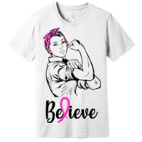 Fight Beast Cancer Awareness Believe  Premium T-Shirt