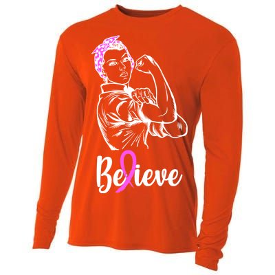 Fight Beast Cancer Awareness Believe  Cooling Performance Long Sleeve Crew