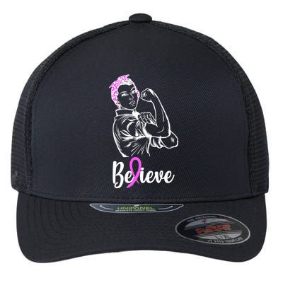 Fight Beast Cancer Awareness Believe  Flexfit Unipanel Trucker Cap