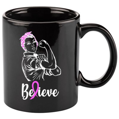 Fight Beast Cancer Awareness Believe  11oz C Handle Ceramic Mug