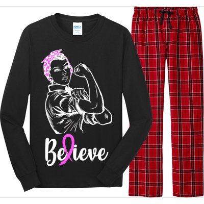 Fight Beast Cancer Awareness Believe  Long Sleeve Pajama Set