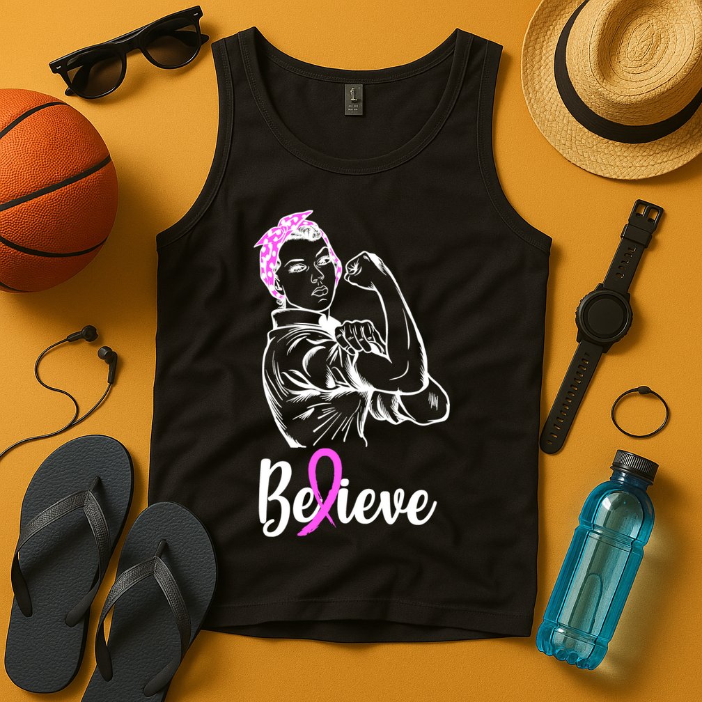 Fight Beast Cancer Awareness Believe  Tank Top