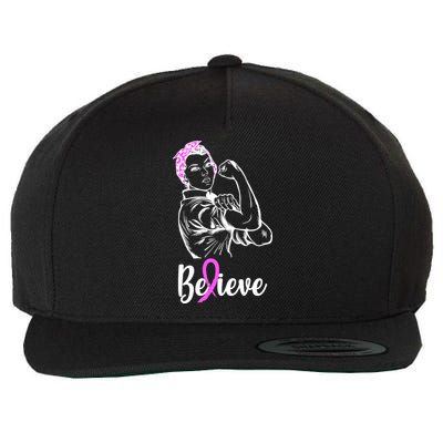 Fight Beast Cancer Awareness Believe  Wool Snapback Cap