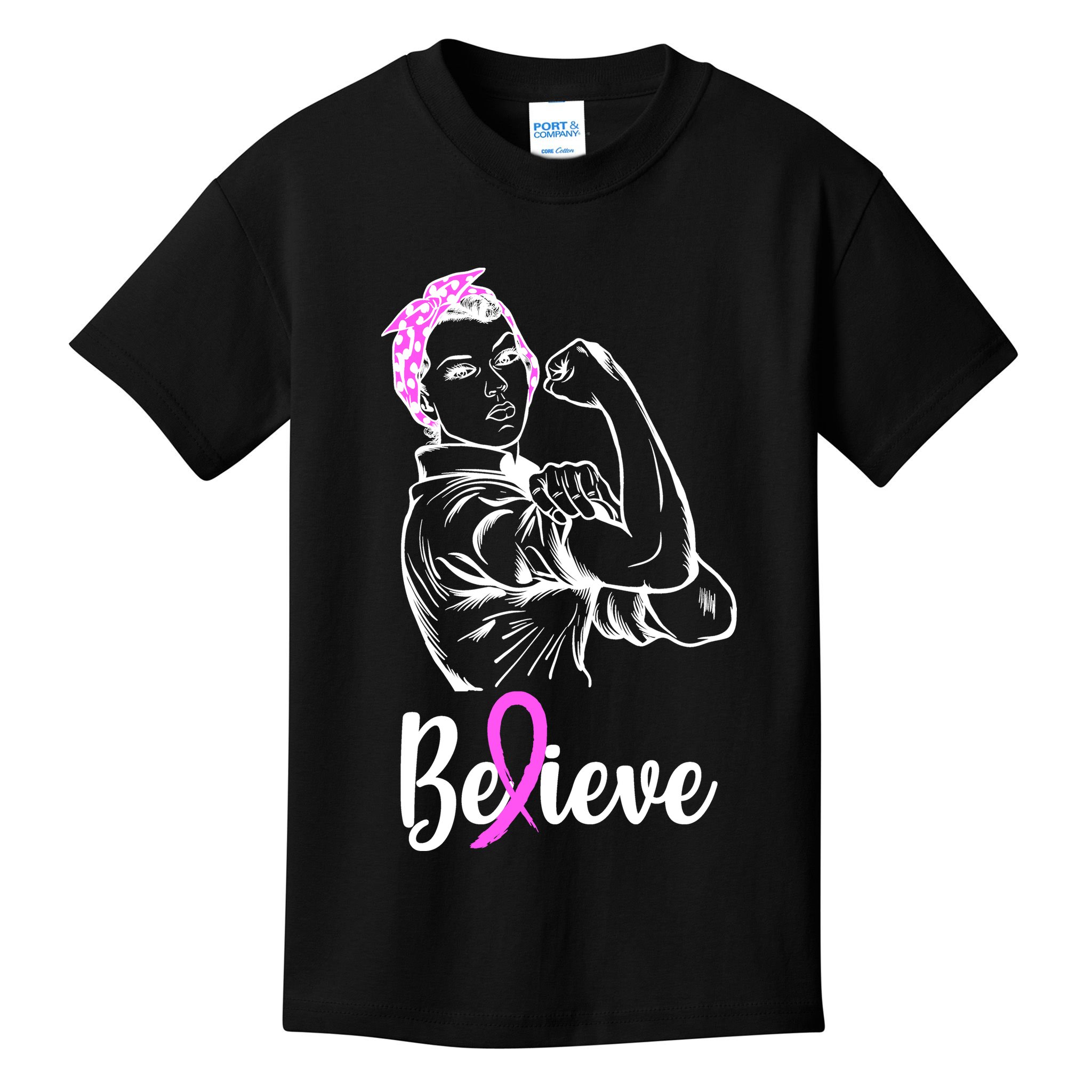 Fight Beast Cancer Awareness Believe  Kids T-Shirt