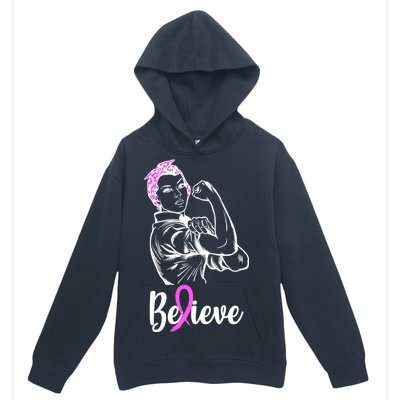 Fight Beast Cancer Awareness Believe  Urban Pullover Hoodie