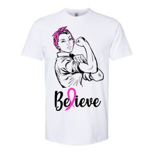 Fight Beast Cancer Awareness Believe  Softstyle CVC T-Shirt